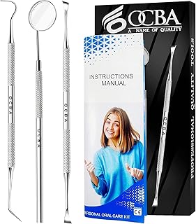 Dental Plaque Remover for Teeth Cleaning Kit for Plaque Removal Tools Including Dentist Mirror for Personal and Home Use