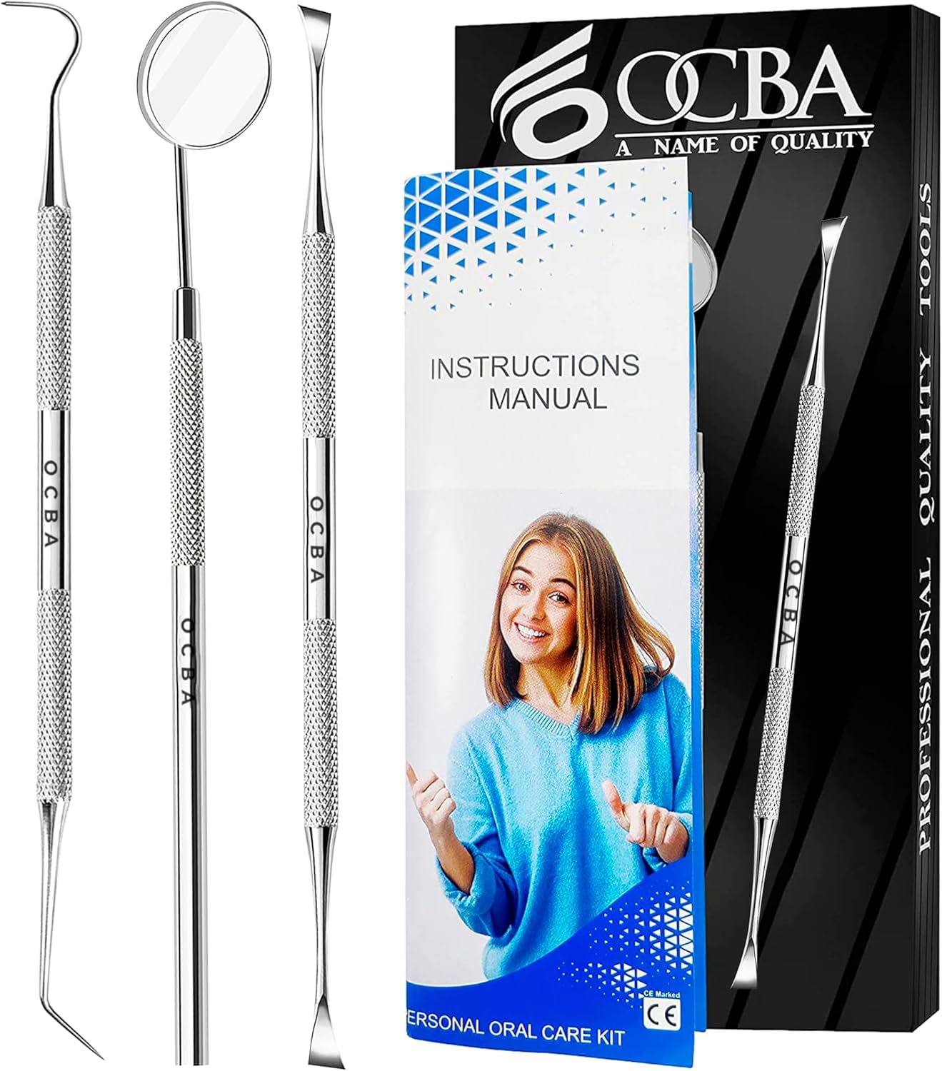 Dental Plaque Remover for Teeth Cleaning Kit for Plaque Removal Tools Including Dentist Mirror for Personal and Home Use