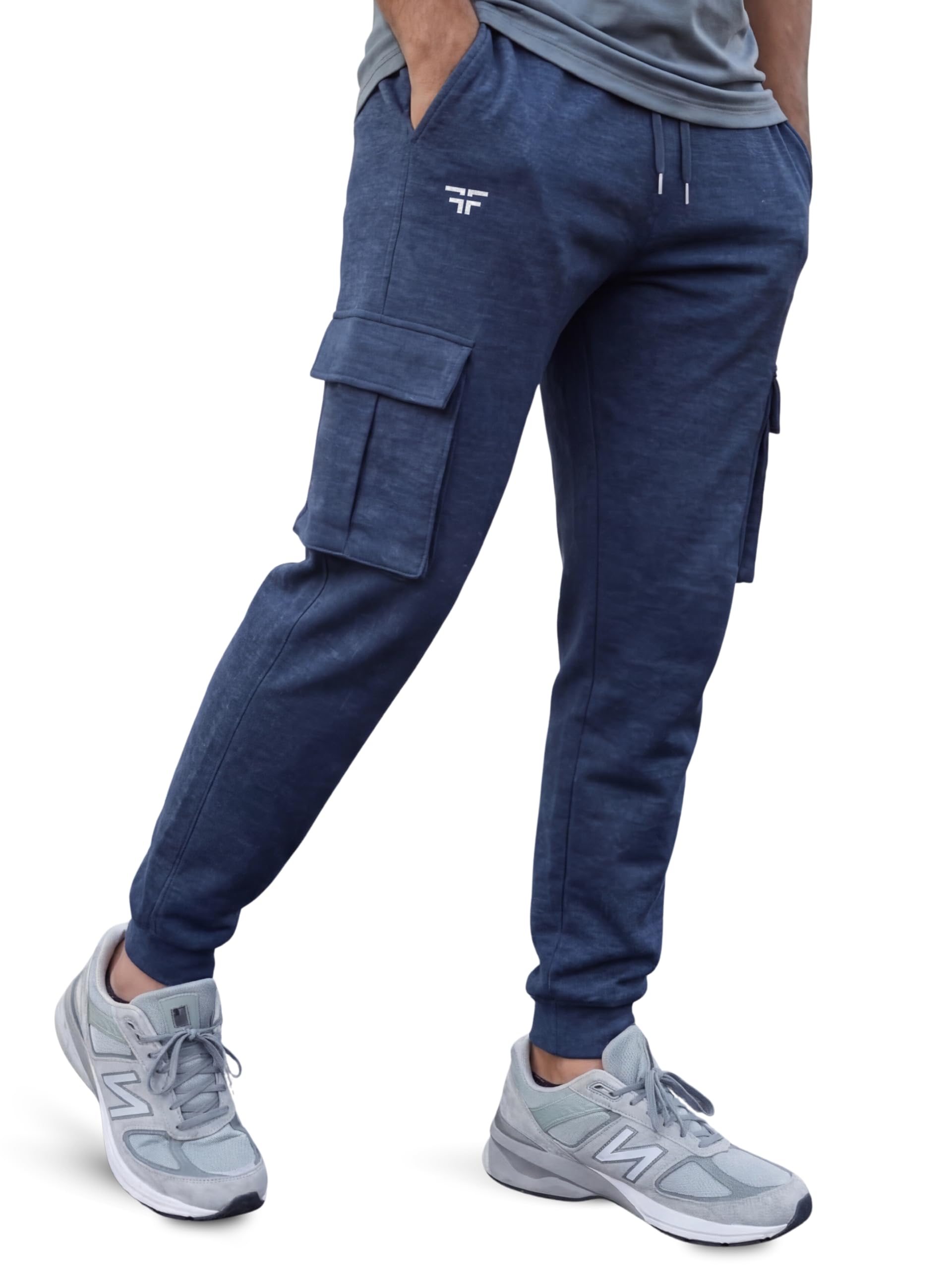 fflirtygo Men's Cargo Jogger Track Pants | 100% Cotton Lower with Box Cargo Pockets | Drawstring Elastic Waist | Gym Casual Wear for Men-picture-13