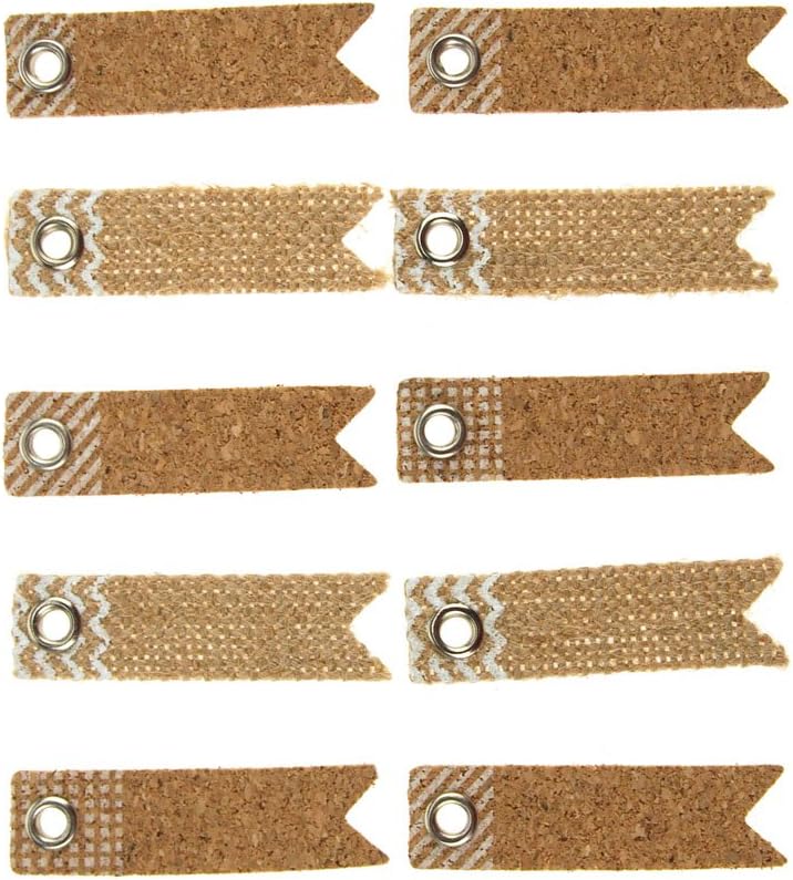 Homeford Self Adhesive Natural Burlap & Cork Tags, Pennant, 10Count Arts, Crafts