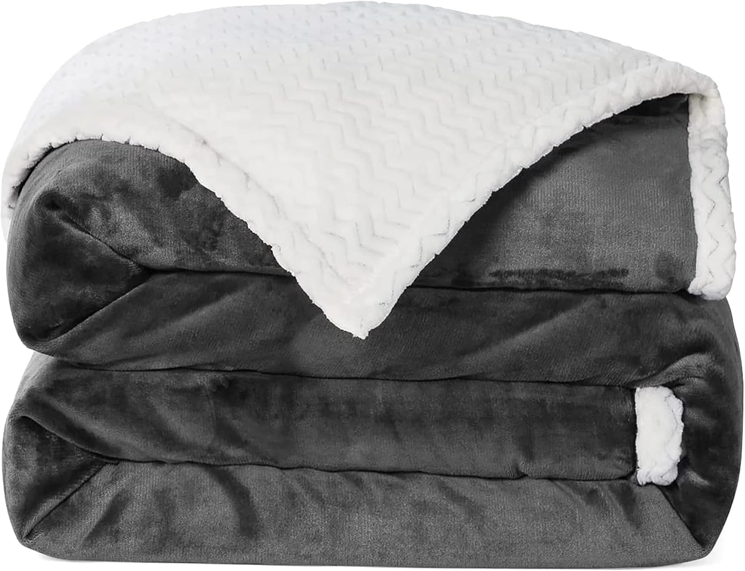 ONME Fleece Blanket, Sherpa Throw Blanket for Couch, Warm Blanket for Winter, Cozy Soft Plush 460GSM Weighted Twin Bed Blanket for Adults (Grey, 60”x 80”)