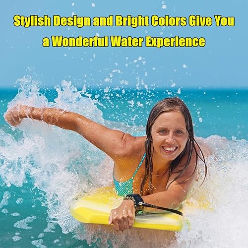 Miniatura 3 de GYMAX Boogie Boards para playa, 33"37"41" con núcleo de espuma EPS, cola creciente, doble canal y correa de muñeca, bodyboard ligero para niños,