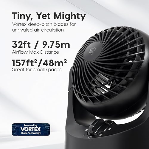 Miniatura 4 de IRIS USA WOOZOO Small Desk Fan, Air Circulator, 3 Speeds, 32ft Max Air Distance, 120° Adjustable Tilt, 27.5db Quiet Motor, Small Fan for Bedroom,