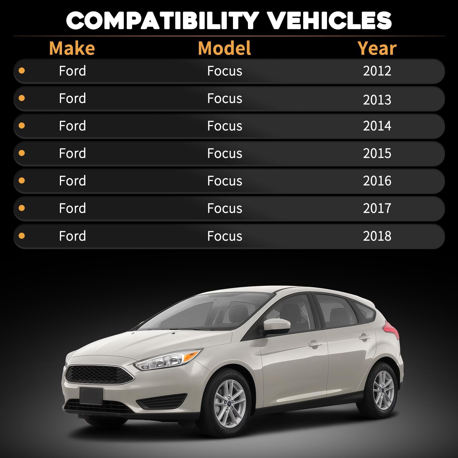 1 Pcs Front Left & Right Side Door Weatherstrip Seal Compatible with Ford Focus 2012-2018 Replaces CV6Z5820530A CV6Z-5820530-A Reinforced High-Density Rubber Trim-to-Fit Length