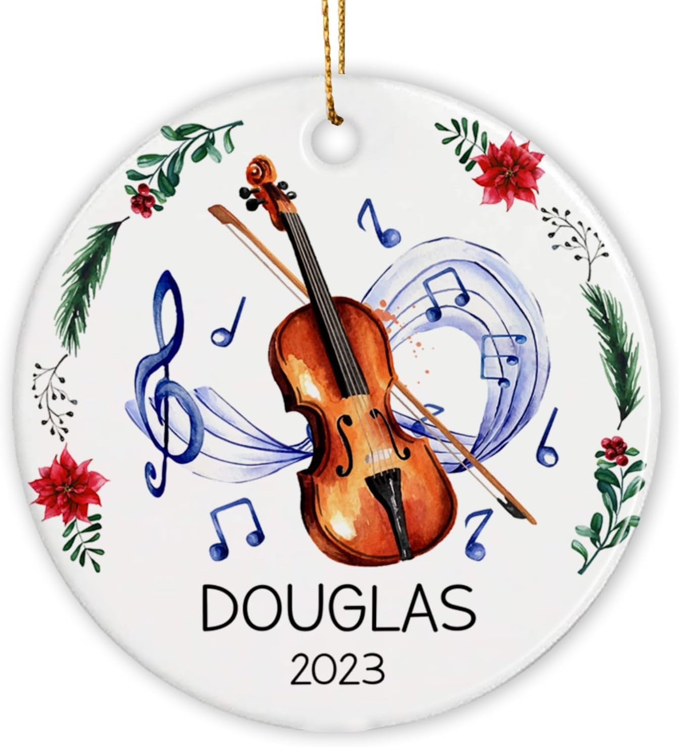 Violin Player Christmas Ornament, Violin Lover Xmas