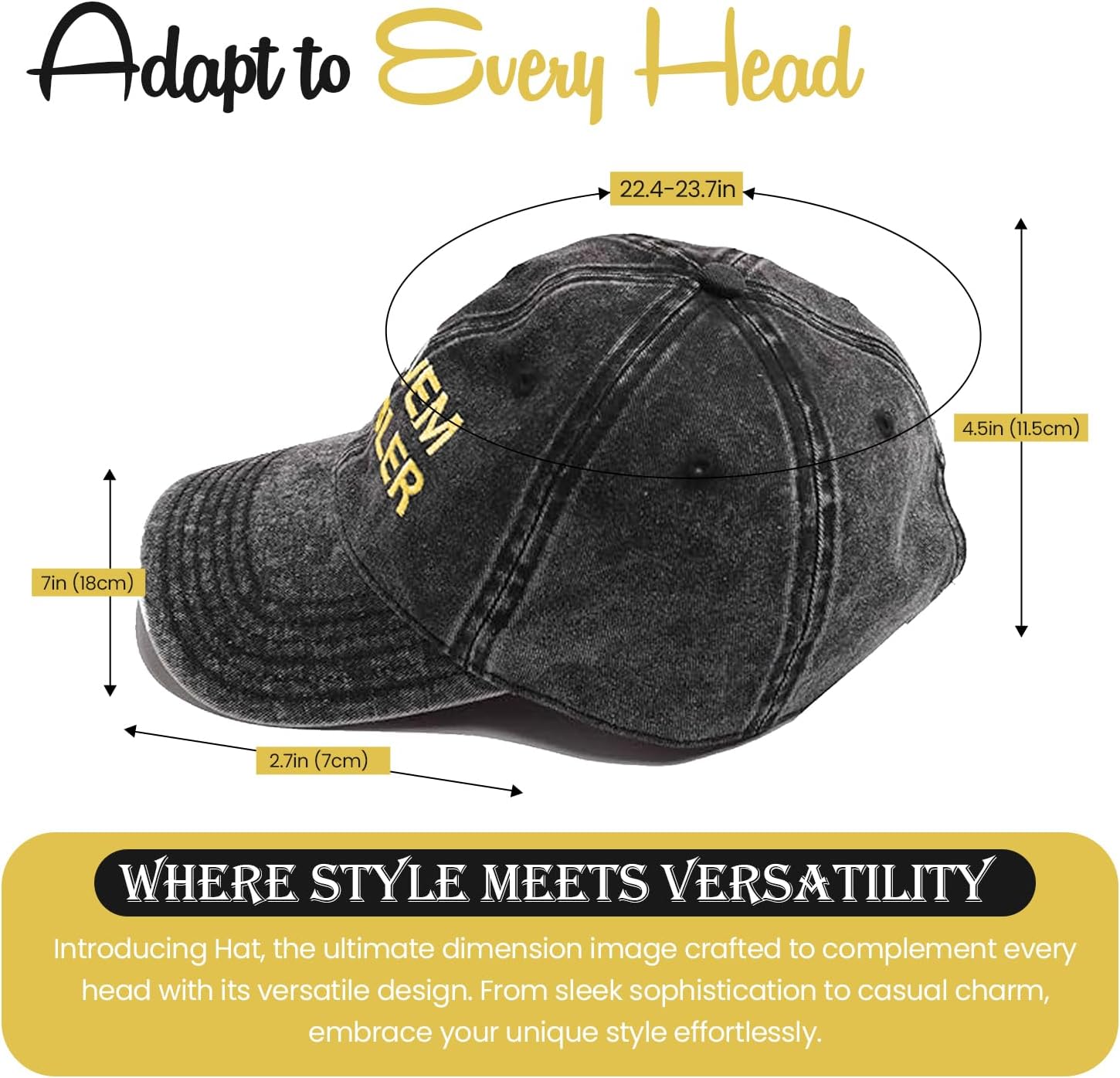 Altru Apparel Embroidered Cap & Hat | SOLVEM PROBLER Hats | Vintage Caps for Mens & Women | Black Sweatband Fitted Hat |
