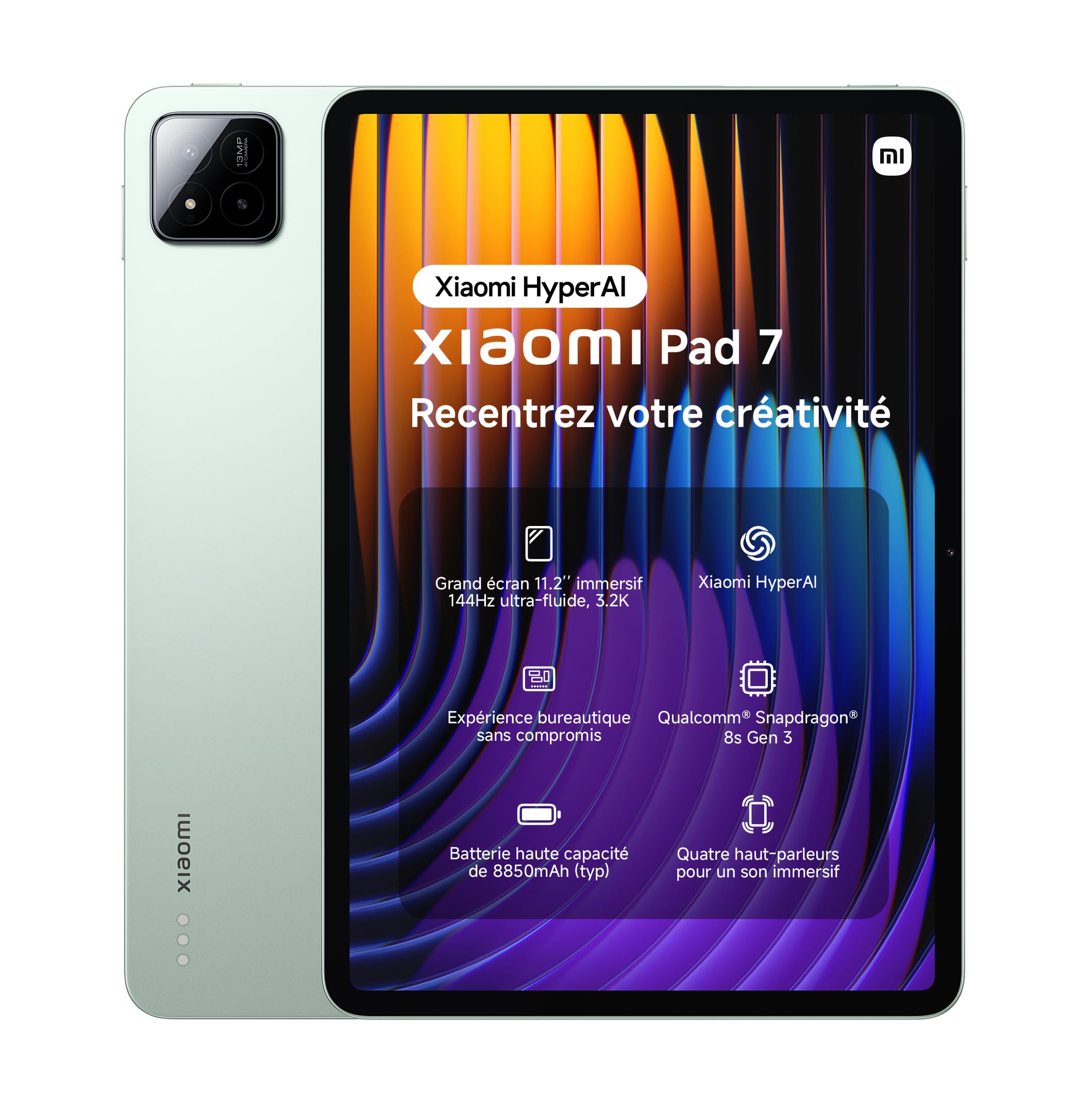 XIAOMI Pad 7 Tablet 8+128GB Green | 11.2 Inch Screen, 8850mAh Battery, 45W Turbo Charging, HyperAI, Charger Not Included