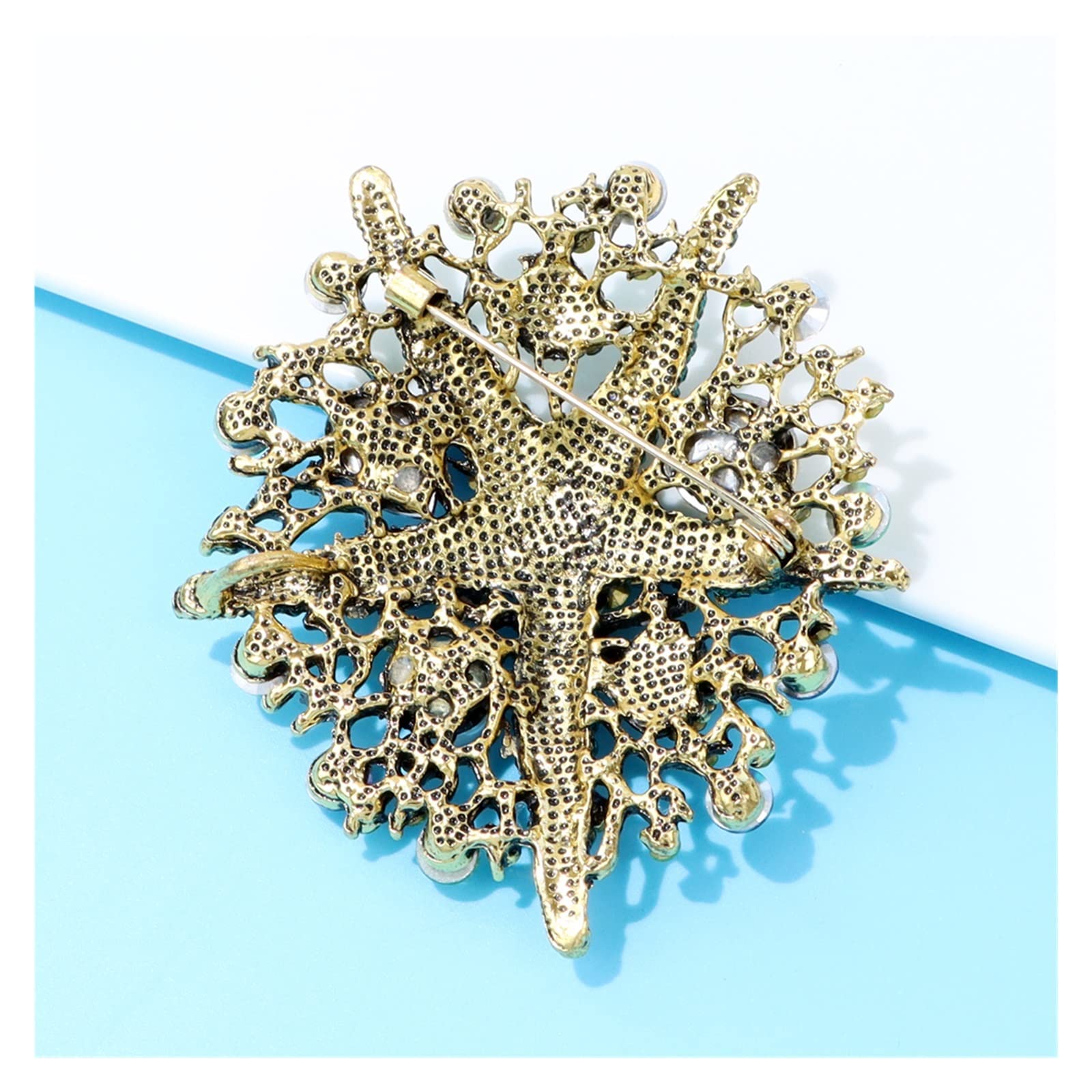 CAREG Bunte volle Strass Seestern Broschen passend for Frauen Vintage Meer Design Pin große Pin neu Durable