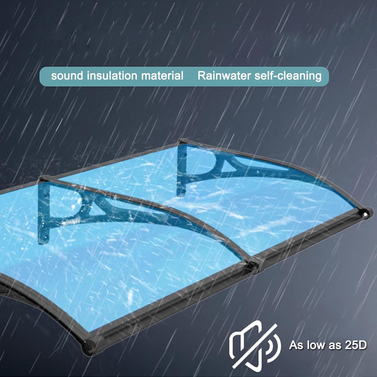 Curved Front Door Canopy,PC Porch Awning Shelter,Outdoor Roofing Canopies,Self Cleaning Window Rain Shelter Cover,Awning Window,for UV Water Rain Resist,Aluminium Bracket (60x150cm/24 x59)