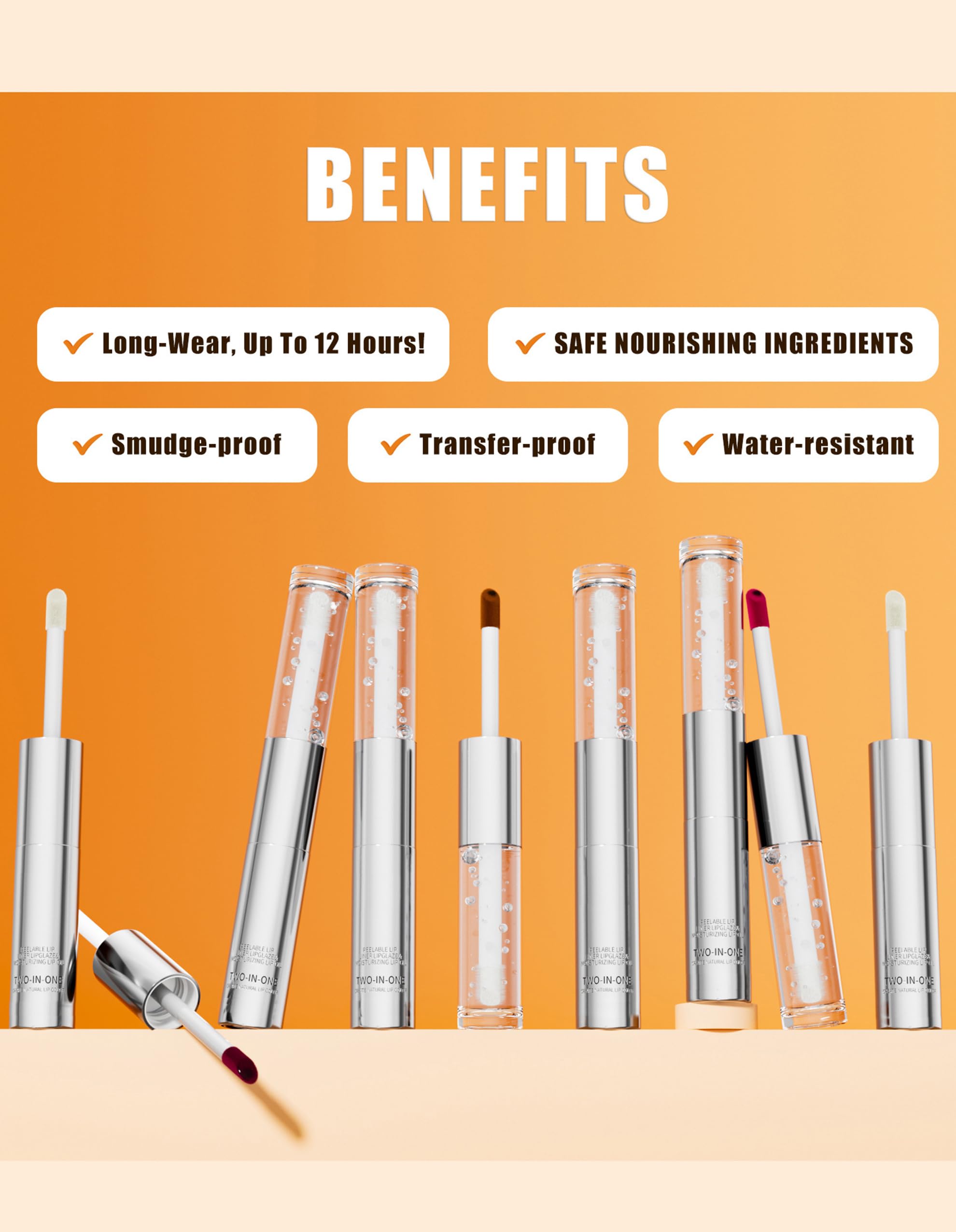 Erinde Lip Stain Peel off with Lip Oil, Waterproof 2 in 1 Long Lasting Lip Liner Tint - Image 4