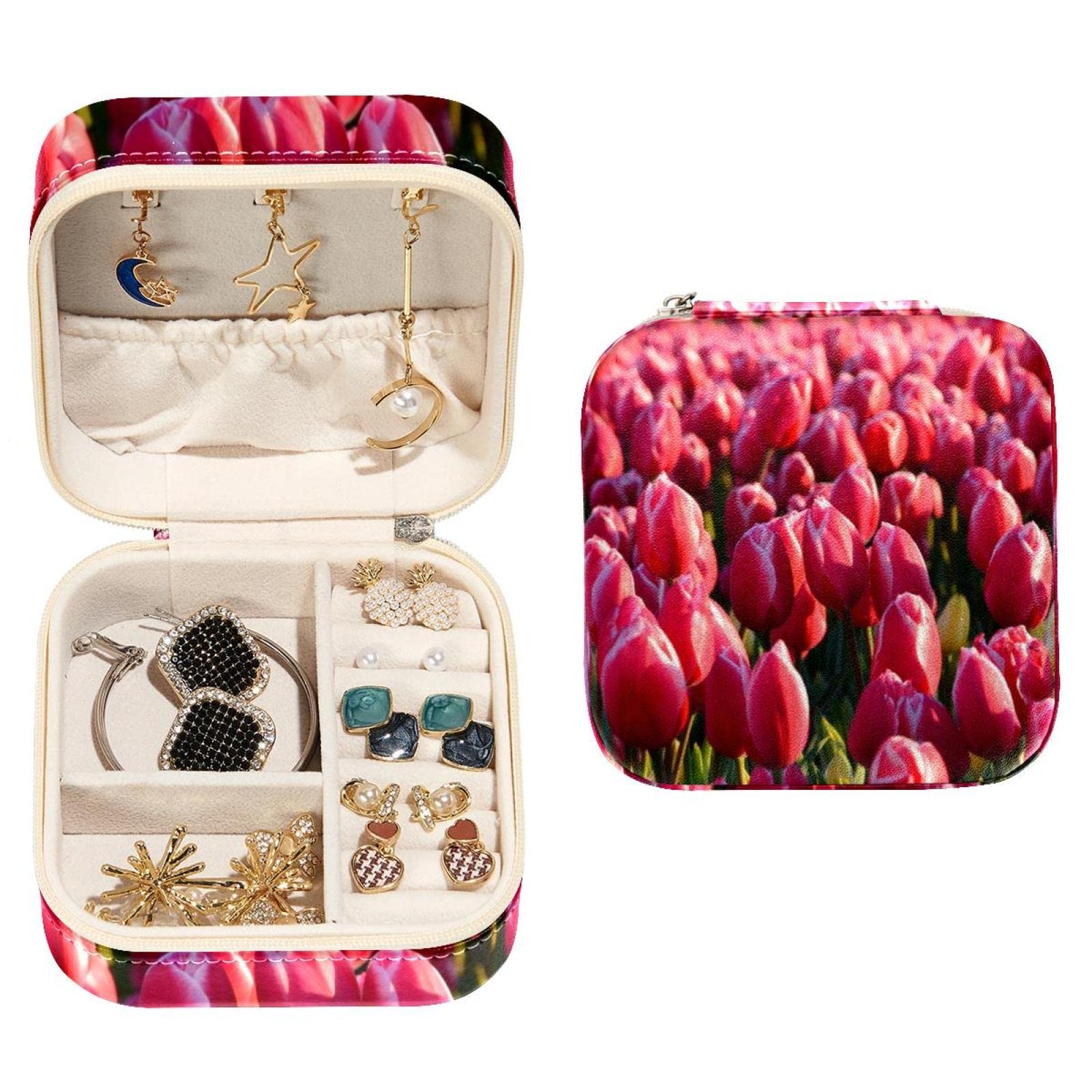 ピンクの花装飾化粧箱ジュエリーボックスかドレッサー卓上小物入れ