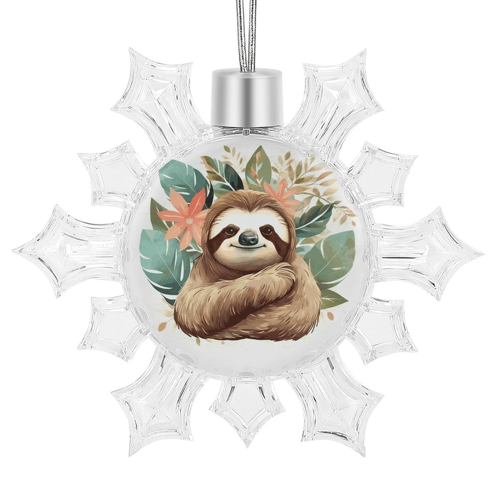 Cute Sloth Leaves Snowflake Ornaments Cute Snowflake Pendant Exquisite Christmas Tree Ornaments for Christmas Weddings New Year Birthday Holiday Celebration