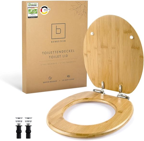 Der Benkstein® Toilettendeckel aus Bambus kombiniert natürliche Ästhetik mit moderner Funktionalität.