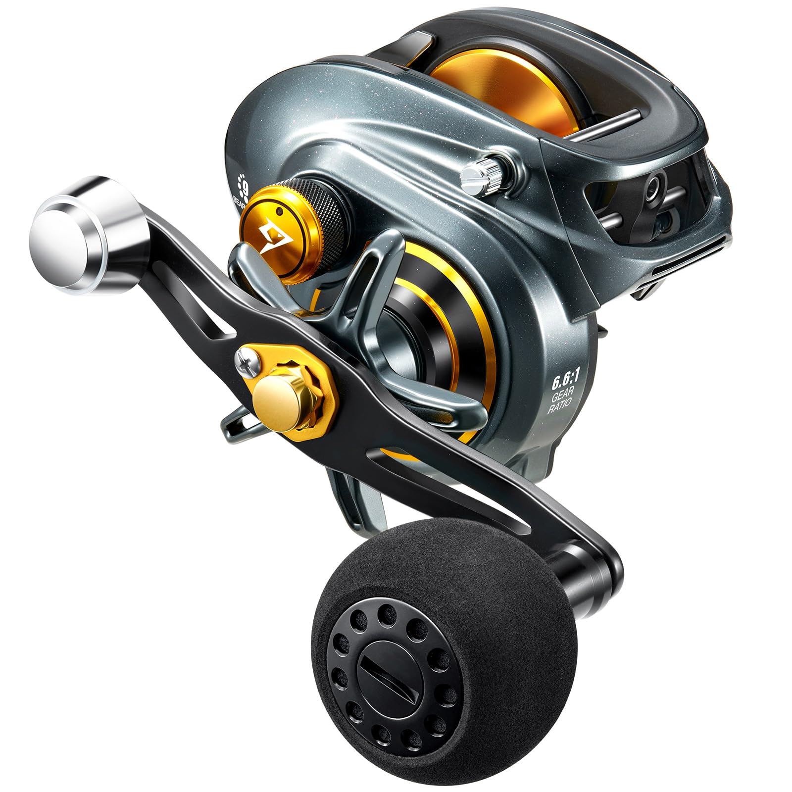 Piscifun Alijoz Baitcaster Fishing Reel, 300 Size Aluminum Frame Baitcasting Reel, 33Lbs Max Drag, Freshwater & Saltwater Low Profile Casting Reel for Musky, Available in 5.9:1/6.6:1/8.1:1 Gear Ratio