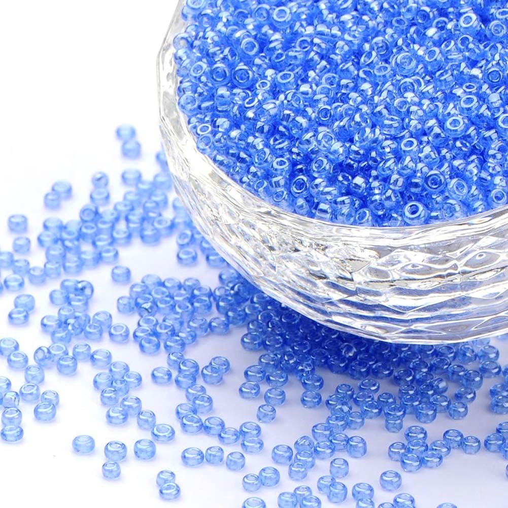 Craftdady 12/0 Glass Seed Beads 2x1.5mm About 30000Pcs Transparent Lustered Small Round Pony Loose Spacer Beads Random Mixed Colors for Jewelry Making Hole: 0.3mm