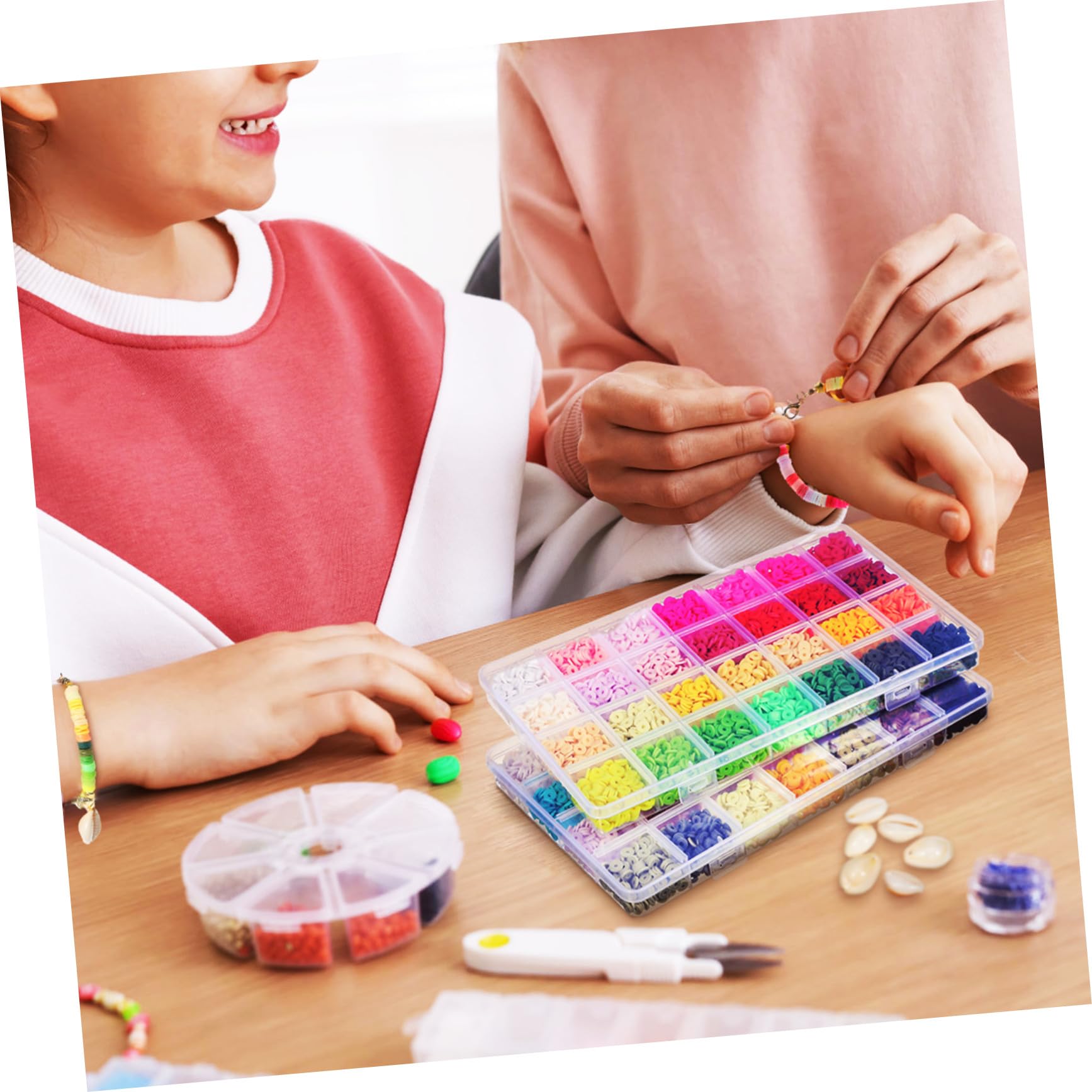 Artibetter Tonperlen Schmuckset mit Zubehör für DIY Armband Basteln Inklusive Werkzeugen und Materialien Vielfältige Stile und Leuchtende Farben für Anfänger und Geschenke