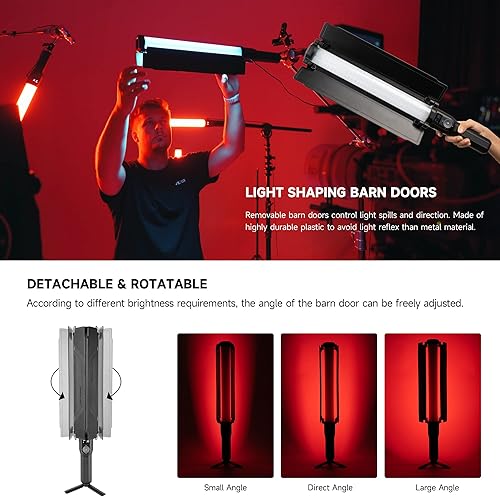 Miniatura 5 de VILTROX Barra de luz LED RGB H18, control de aplicación, 18 W, 1800 lúmenes, CRI 95+, tubo RGB de doble cara, varita de luz para retrato fotografía,