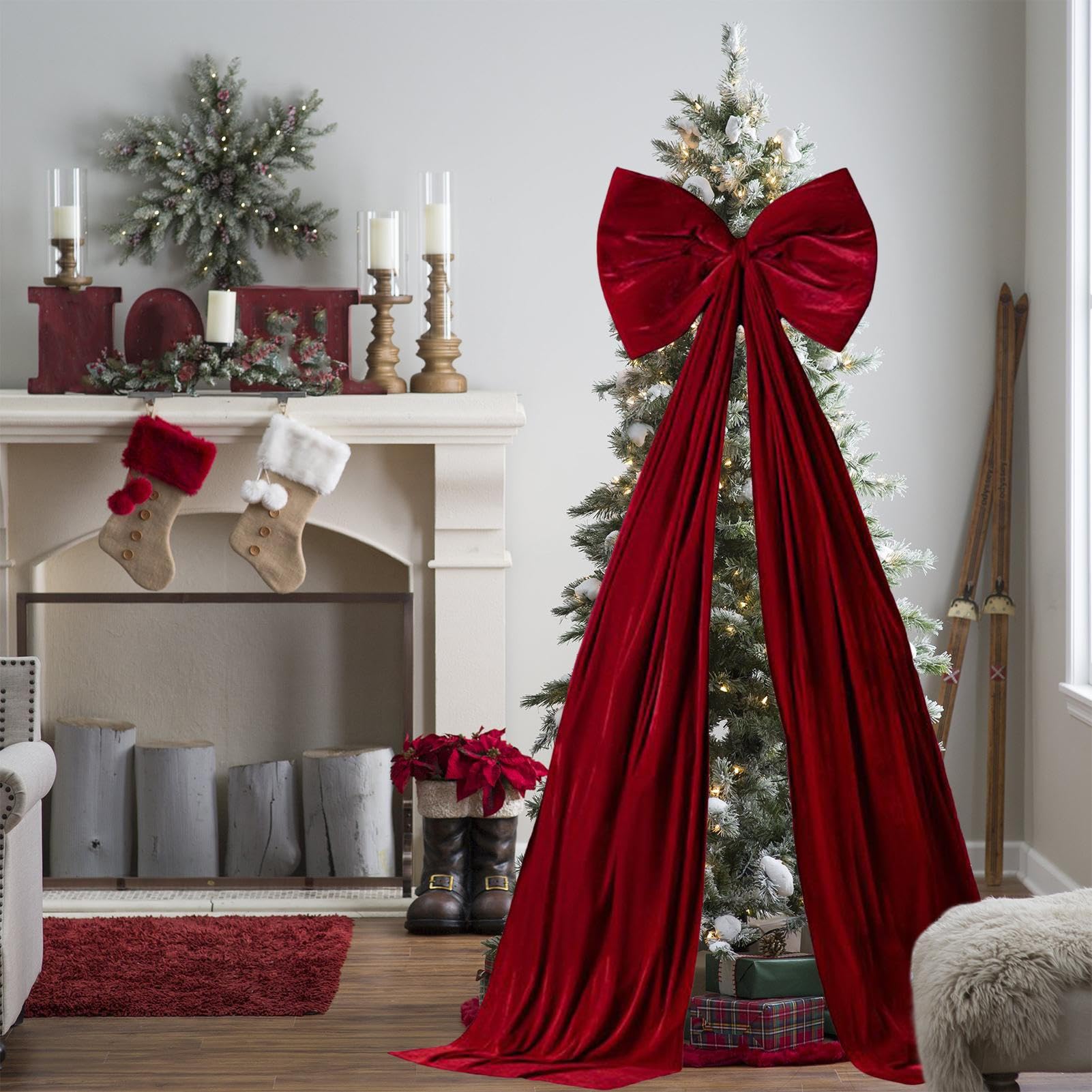 Grandi Fiocchi di Velluto per Albero di Natale 51 x 180 cm Da Esterno Extra