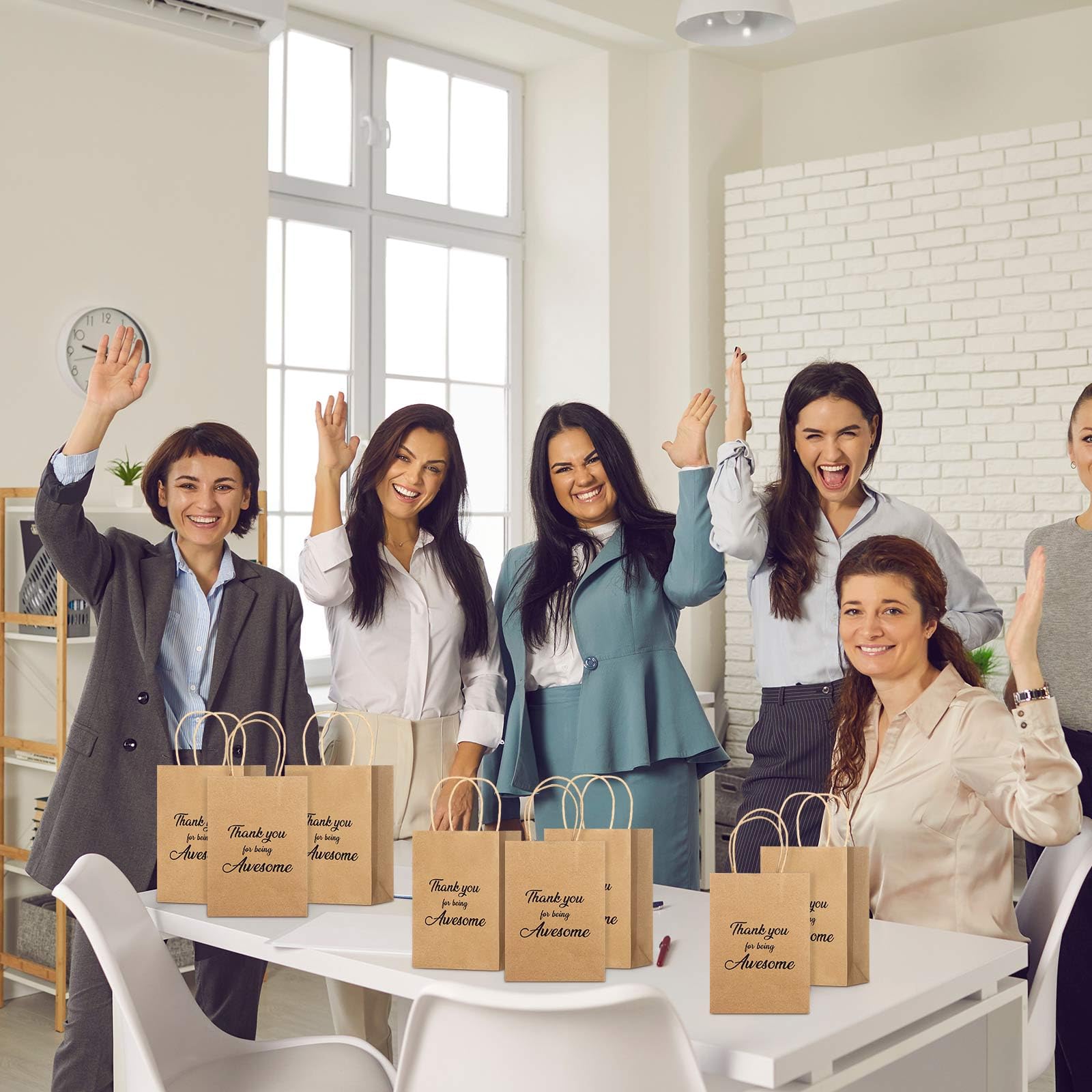 Qilery 18 Pcs Thank You Gift Paper Bags Bulk with Handles for Employee Coworker Colleague Volunteer Teacher Nurse, Appreciation Thank You for Being Awesome Kraft Gift Bags, 5.9 x 3.1 x 8.3 Inches