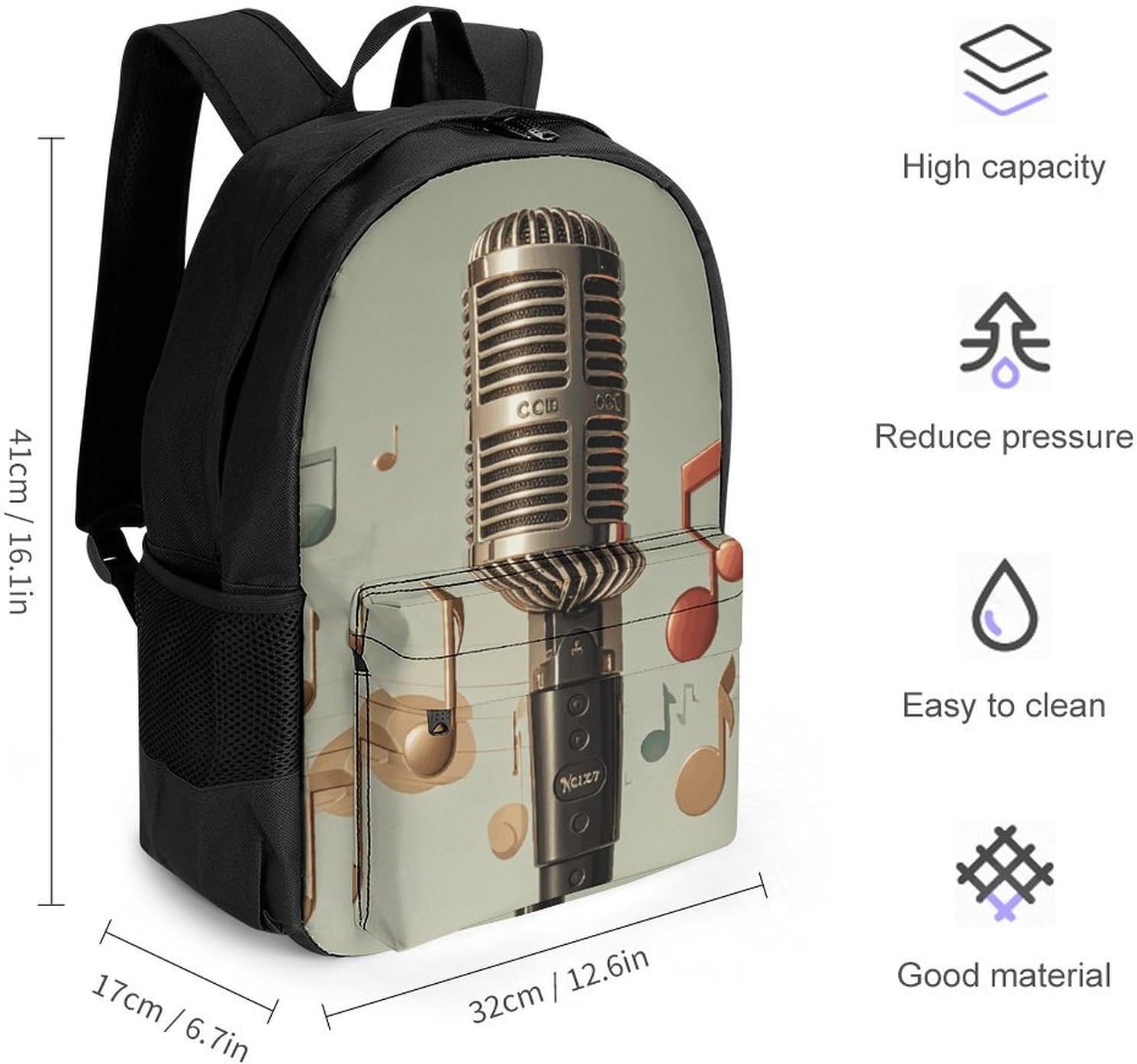 Portable Microphone Backpack with Front & Side Pockets image 2