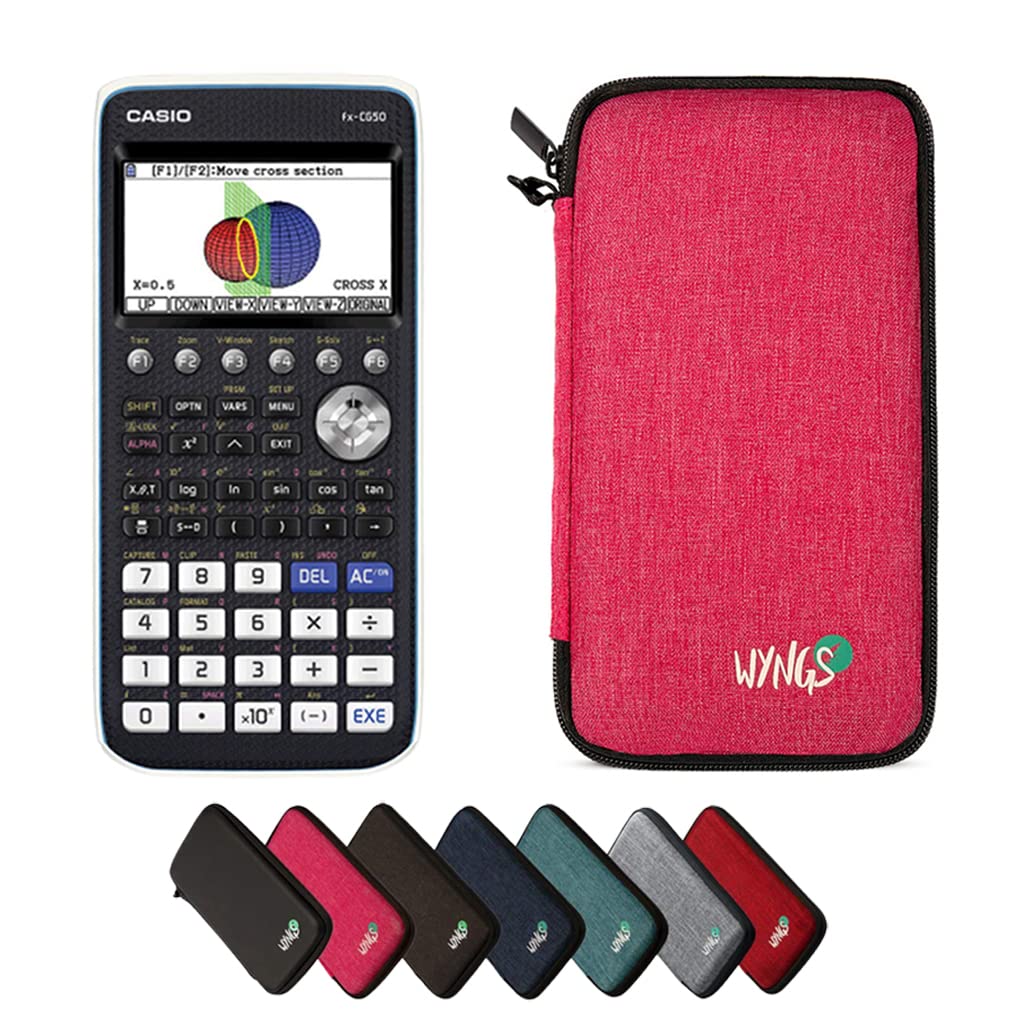 Casio fx-CG50 avec Housse de Protection WYNGS Incluse Rose - Calculatrice Graphique - Pack de Base