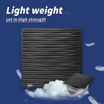 Art3dwallpanels Ceiling Tiles 24 x 24 for Interior Wall Decor, 12 Pack Drop Ceiling Tile 3D Wall Panel Fire Rated Waterproof Premium PVC, No Sag and Breakage Wall Panels Cover 48.Sq.Ft. Black