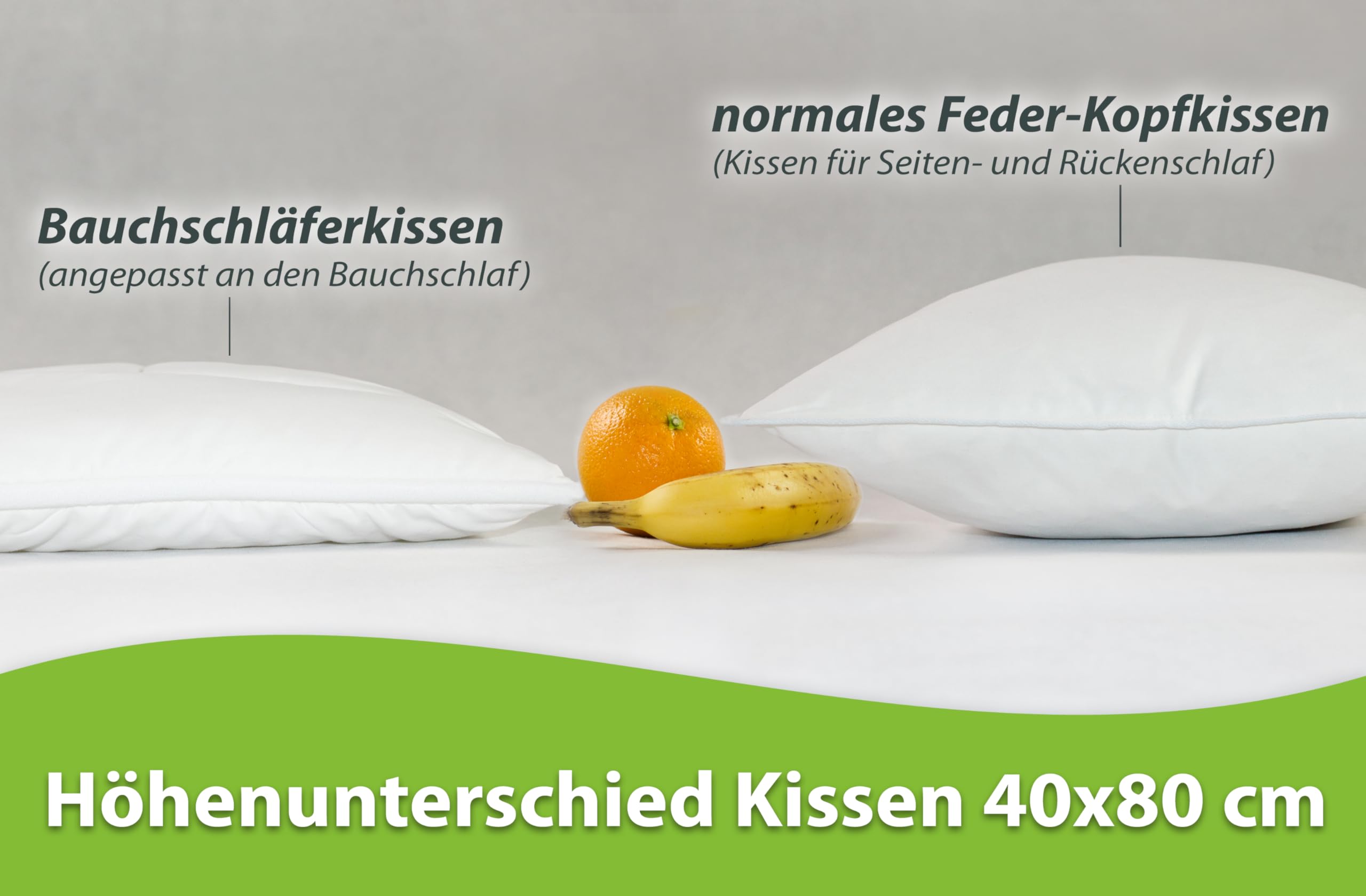 franknatur Bauchschläferkissen 40x80 ergonomisches Kopfkissen flaches Schlafkissen Baumwolle waschbar