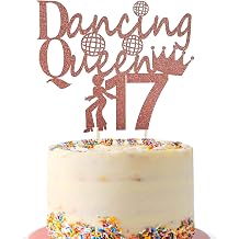 17th Birthday Cake Topper for Girls, Rose Gold Glitter Dancing Queen Cake Topper, 17 Fabulous Cake Pick Birthday Sign Cake Decorations for Hello 17 Cheers to 17 Years 17th Birthday Party Rosegold