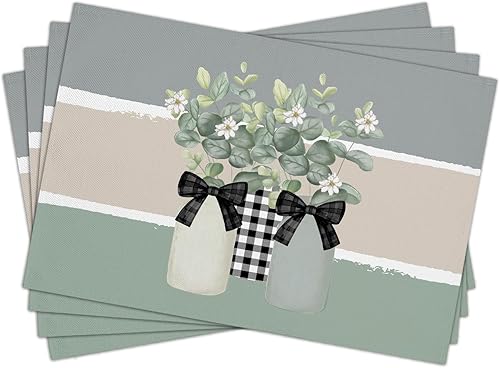 Miniatura 6 de Juego de 4 manteles individuales color rosa, 12 x 18 pulgadas, impermeables, resistentes al calor, manteles individuales para mesa de comedor,