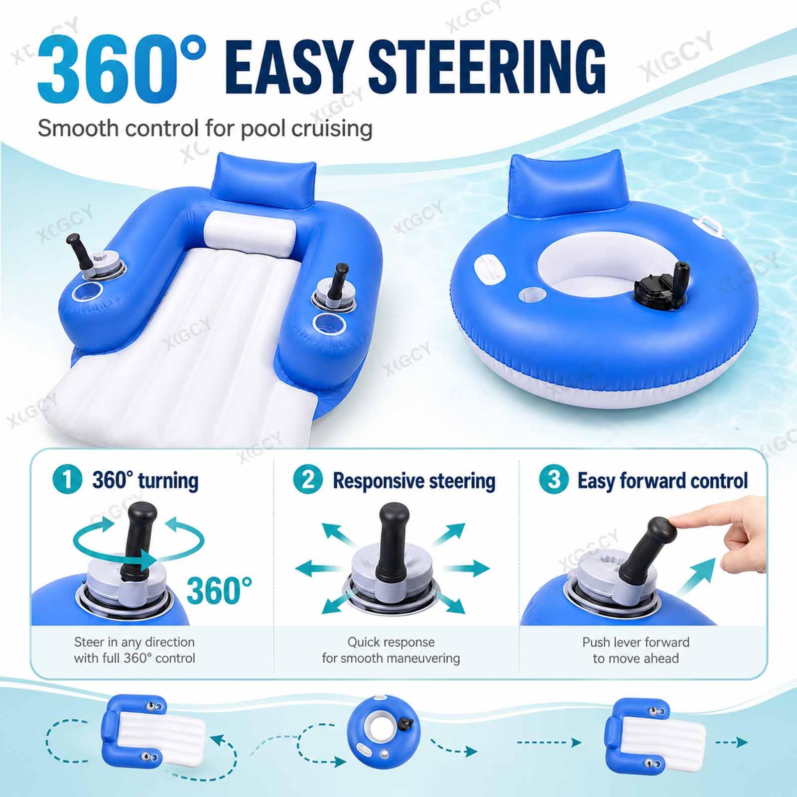 Materassino Galleggiante Motorizzato Per Piscina Per Adulti, Lettino Gonfiabile Elettrico Per Piscina, 113 Kg, 40-60 Min, 2 Motori, Joystick 360°, Ricaricabile, 168×109 Cm, Per Piscine E Acque