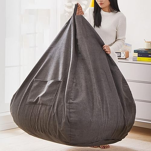 Miniatura 5 de RUCRAK Lazy Sofas - Sillas sin relleno de tela de lino puf puff para sala de estar tatami