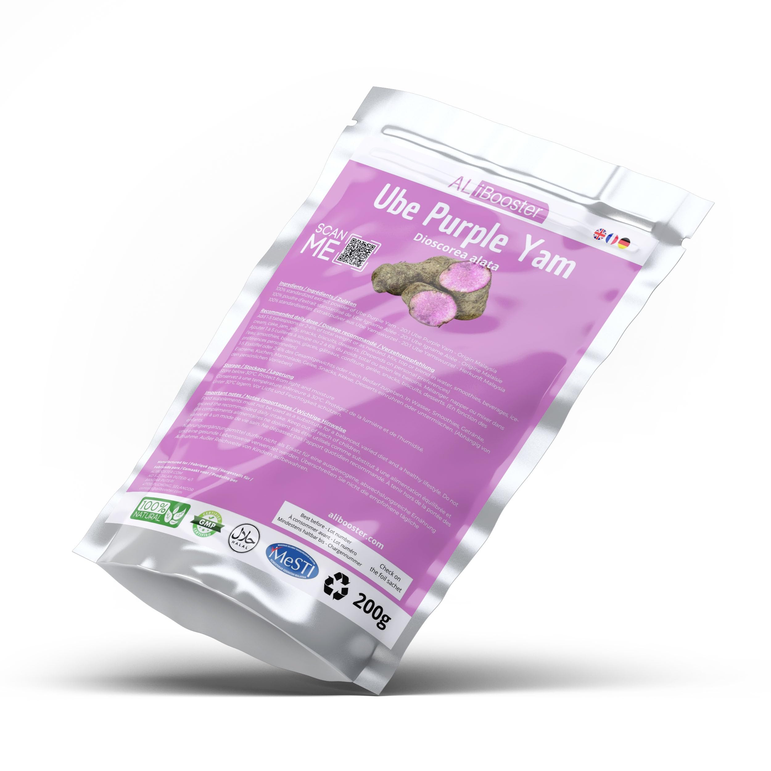 Polvo de ñame morado (Ube) Extracto estandarizado 200g puro natural sin aditivos