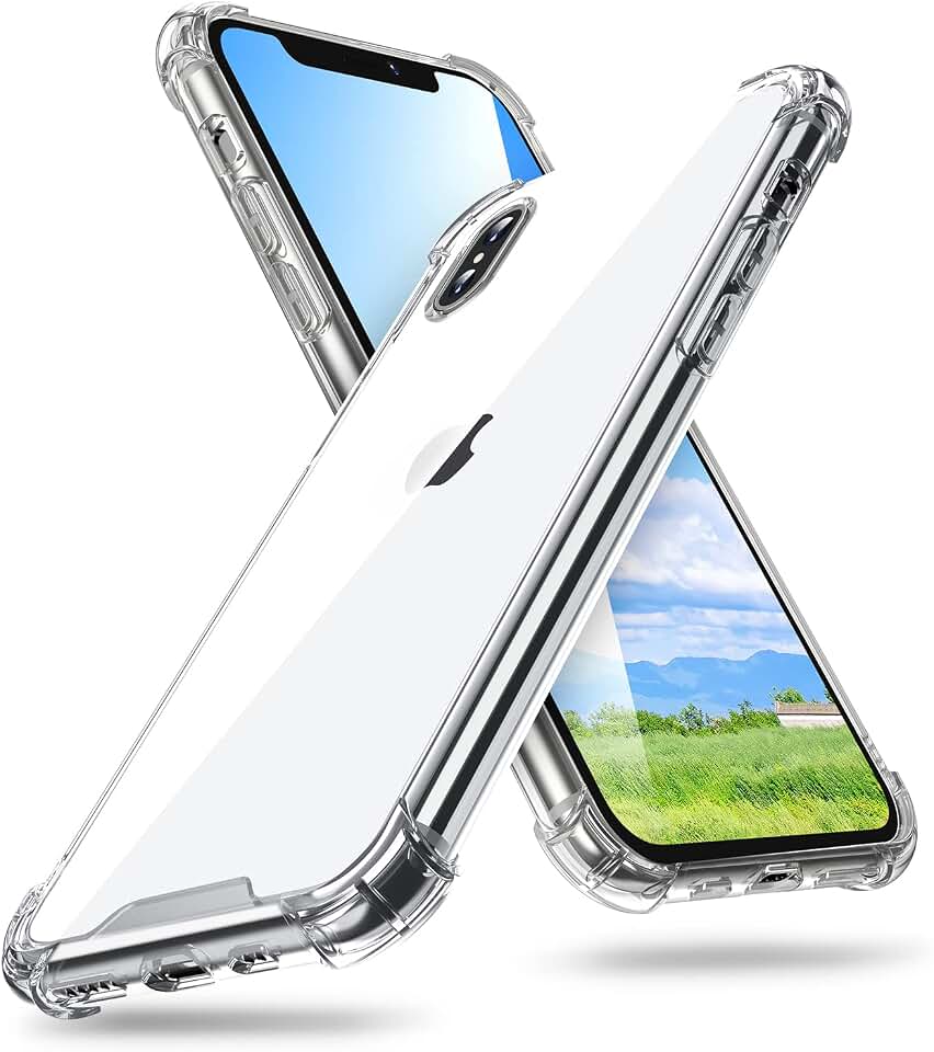 ORIbox Capa compatível com iPhone X/XS, com 4 cantos, proteção à prova de choque transparente