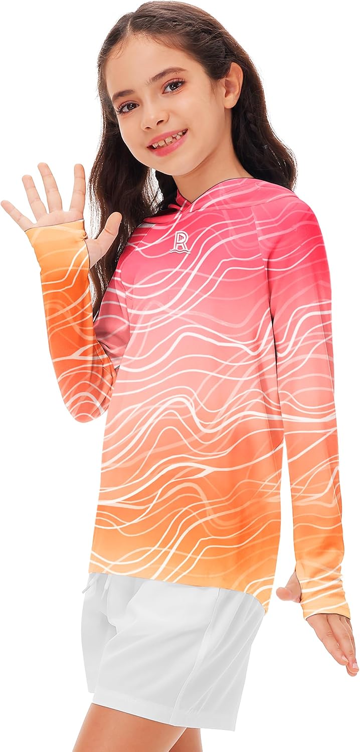 Remimi Kids Sun Shirt Rash Guard Quick Dry Sun Protection Athletic Hoodie Hiking Shirts 3-12 Years