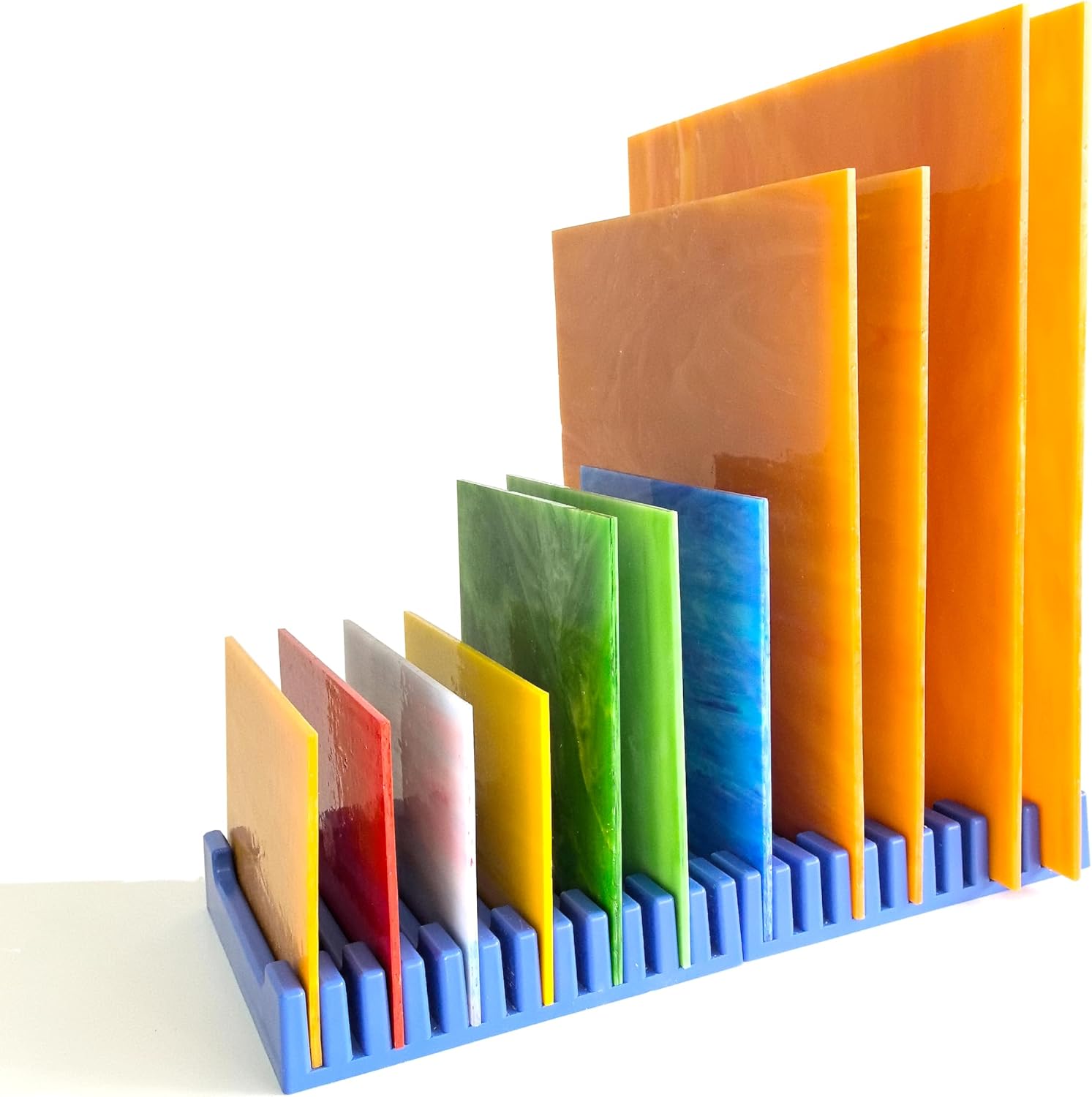 Stained Glass Storage Rack, Stained Glass Holder, 12 Slots (Blue, 4-Pack)