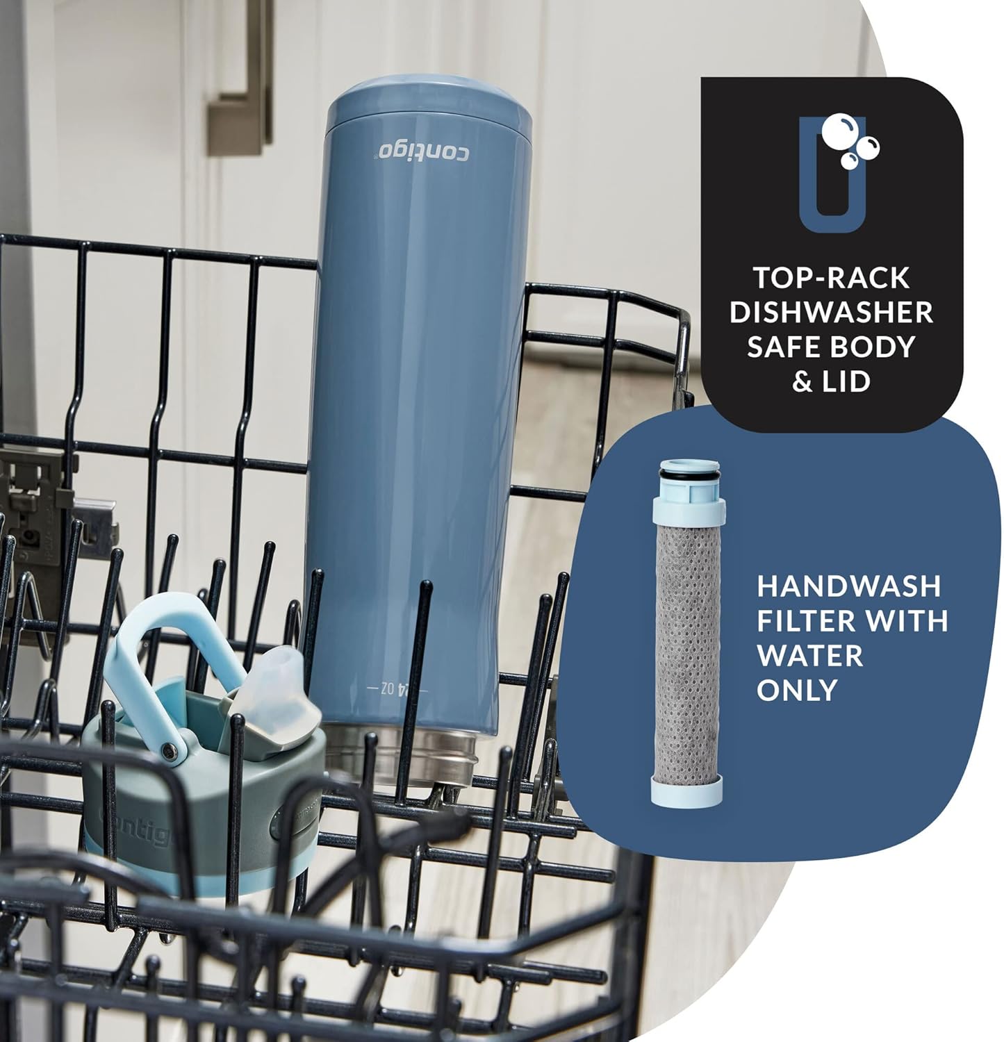 Contigo Wells Chill Stainless Steel Filter Water Bottle with AUTOSPOUT Straw Lid and Replacement Filter, 24 Oz. [color] - Image 5