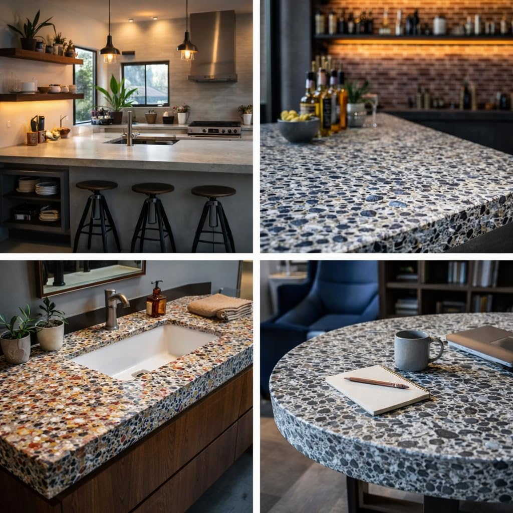 Terrazzo Grade Decorative Aggregate Stones for Countertops, Terrazzo Flooring, Outdoor Gardens, etc. (5, Earth Blend Glass)