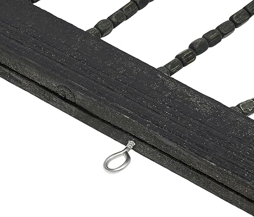 Miniatura 5 de Cortina de cuentas negras de 35.5 x 71 pulgadas, cortina de cuentas de madera natural y bambú, 27 hebras de cuentas para puerta, cortinas de cuerda