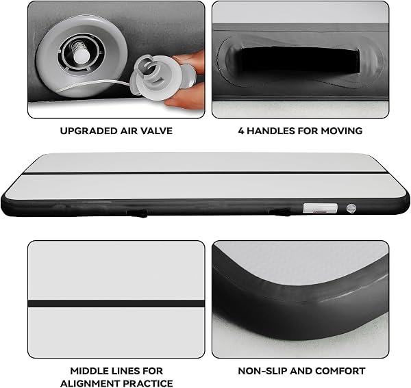 Airtrack matte Gymnastics Mat 10 cm/20 cm Thick Training Mat 3/4M/5M/6M/7M/8M/9M/10M/11M/12M Gym Mat Inflatable Track Gymnastics Tumbling Gymnastics Gymnastics with Air Pump - 4