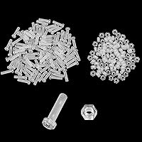 Vista 6 de Juego de 100 tornillos y tuercas acrílicas transparentes de 0.28 pulgadas de diámetro, cabeza redonda, Phillips, tornillos de plástico con tuercas