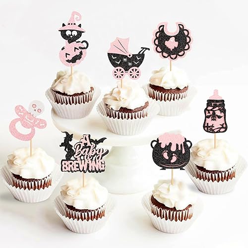 Miniatura 16 de 24 piezas Boo Oh Baby Cupcake Toppers Ghost Little Boo Cupcake Picks Baby Shower Halloween Boy Girl First Birthday Party Decoraciones Suministros Oh