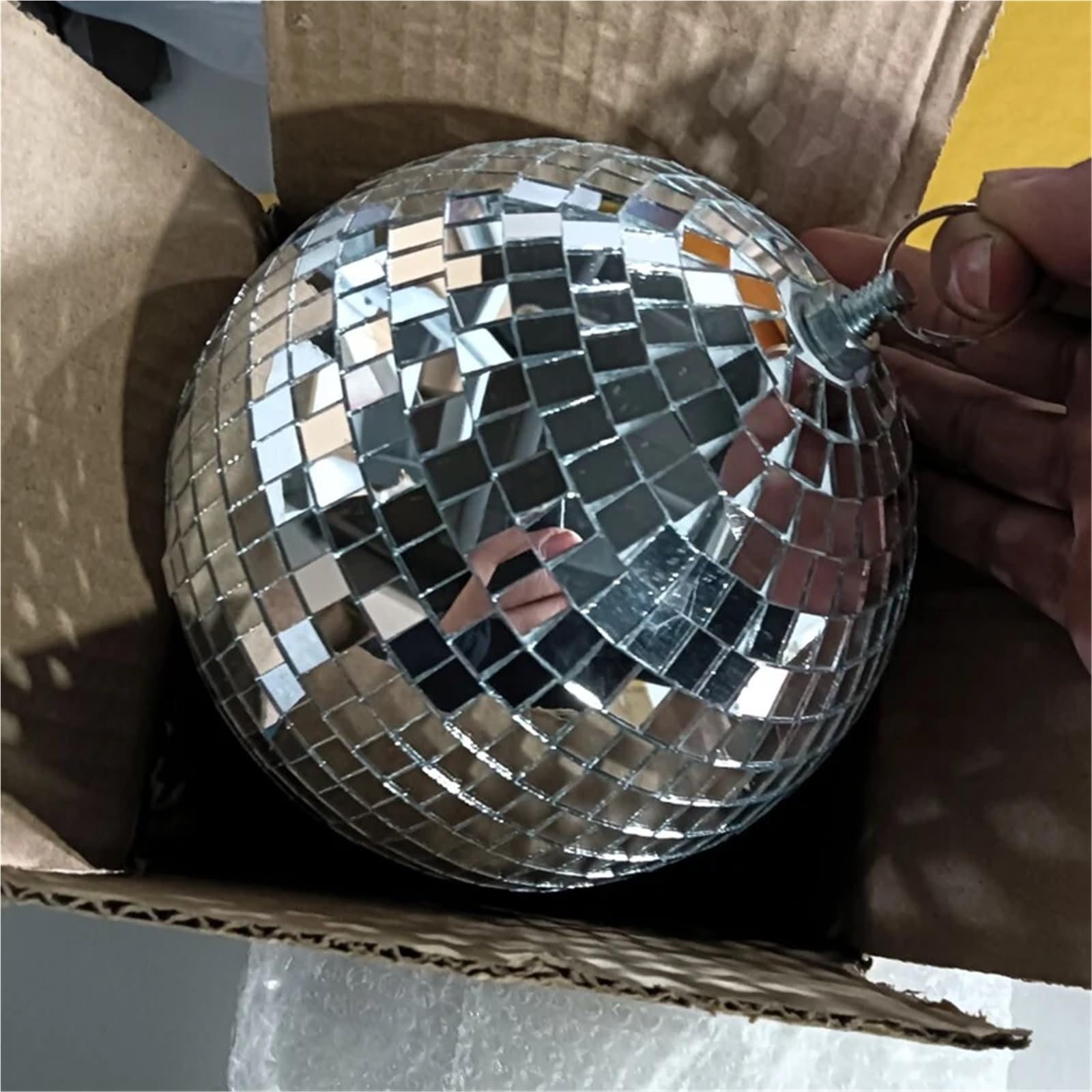 Decoración para fiestas con bola de espejos disco, Bola de espejos discoteca plateada 10-20cm(Diameter 15cm)