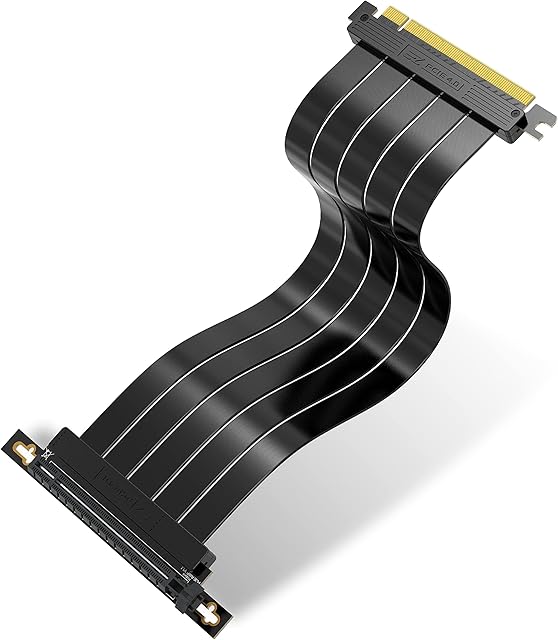 EZDIY-FAB PCIE Gen 4 16x Extreme Flexible, High Speed Riser Cable PCI Express 4.0 Port GPU Extension Card-Right Angle Connector [11.8in/30cm]