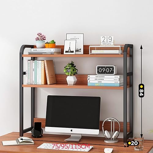 Miniatura 10 de Estantería de escritorio de 2 niveles, estante de almacenamiento de escritorio para computadora, estante de escritorio de gran capacidad,