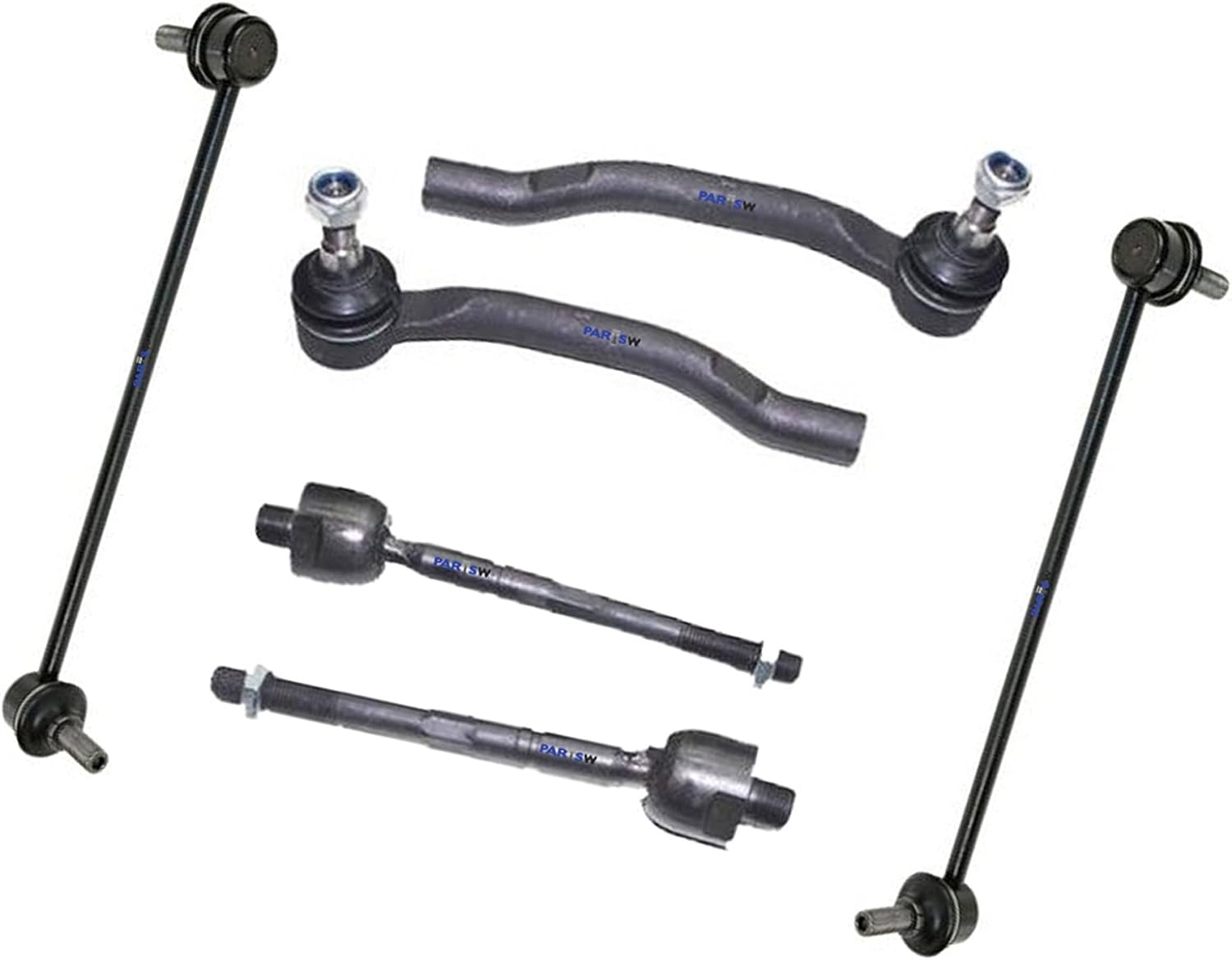 6 Pc Front Suspension Kit Tie Rod Linkages & Sway Bar End Link