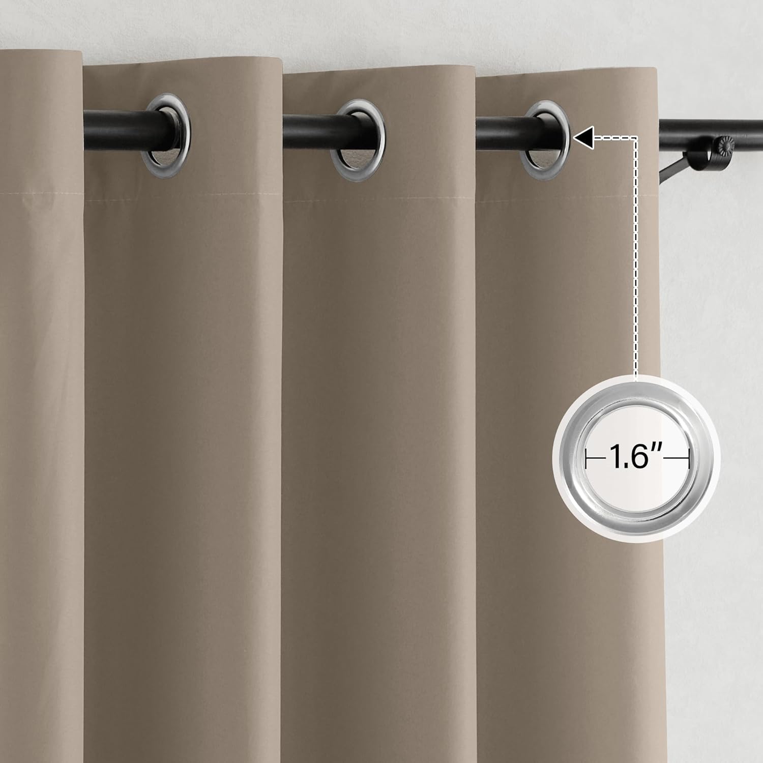 NICETOWN 100% Full Blackout Portable Curtains for Bedroom, Grommet Lightweight Travel Black Out Shades Window Treatments Thermal Curtains for Laundry/Kitchen, Tan, W52 x L63, 2 Panels thumbnail