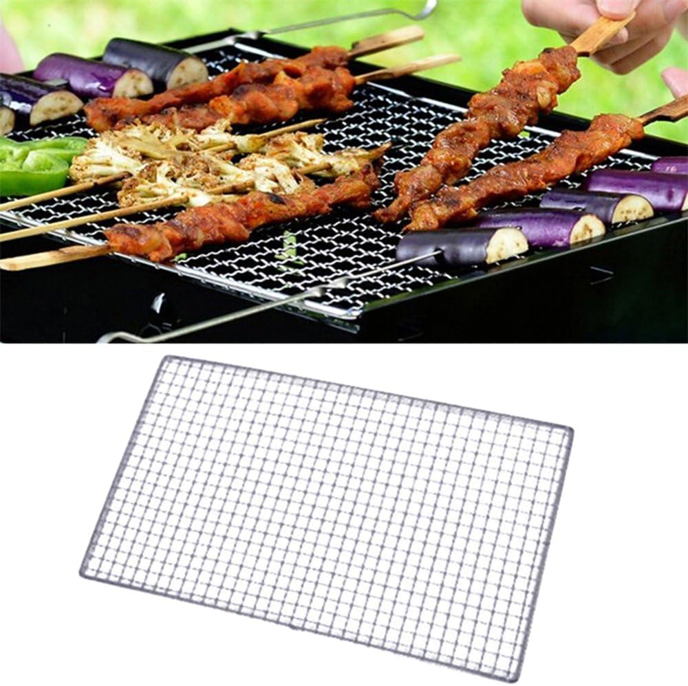 Tmibay BBQ Grill Wire Netting Metal Squares Holes Grilling Barbecue Wire Mesh Barbecue Tools (40x25CM)