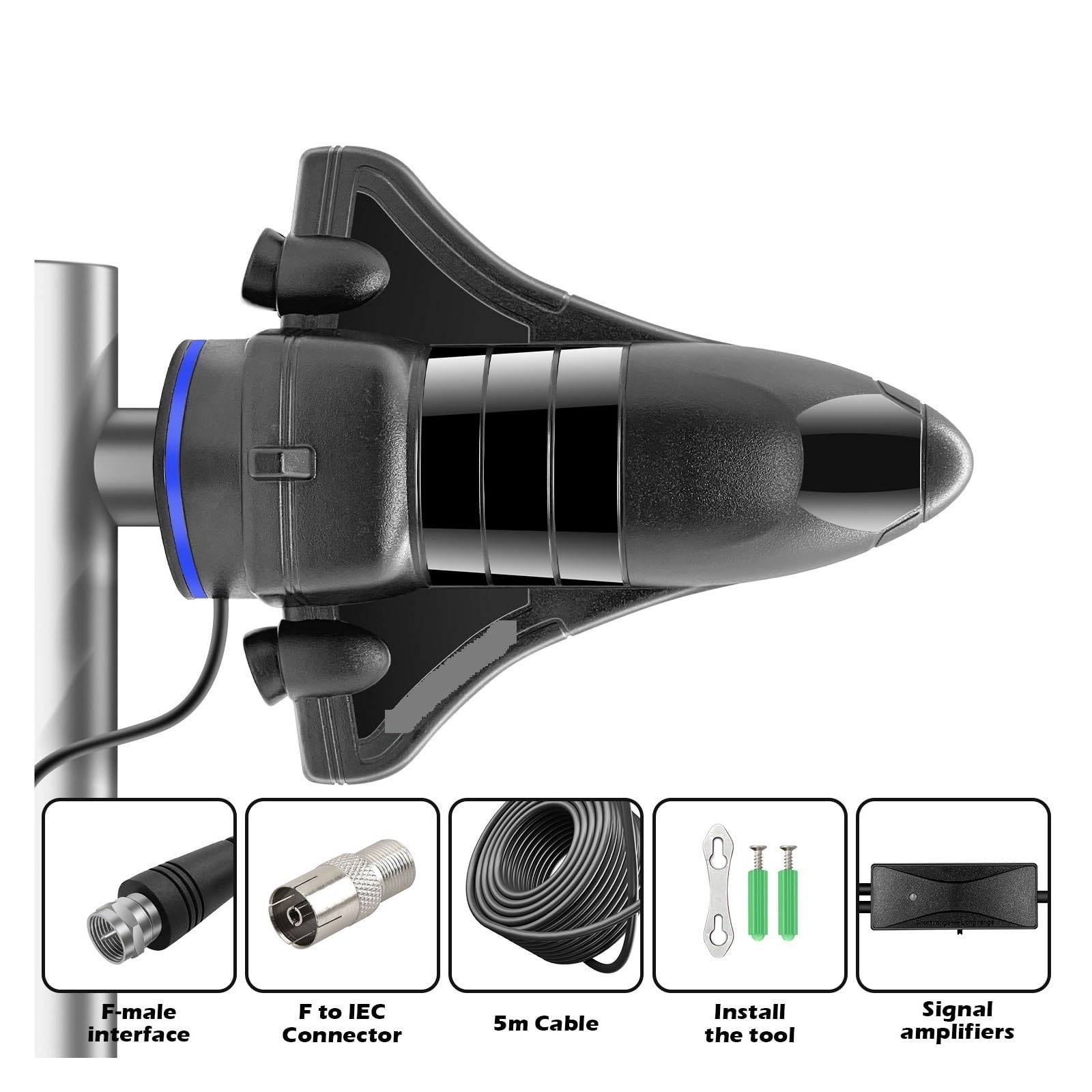Antenna TV Con Portata Di Oltre 3200 Miglia, Digitale For Interni Ed Esterni Amplificatore Segnale, Antenne HDTV Portatili Che Supportano 4K Copertura più ampia(Blue)