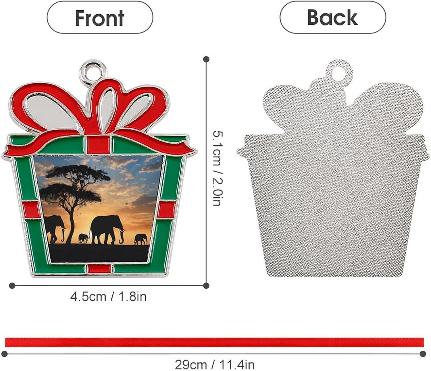 Christmas Ornaments Set, Non-Fade Festive Tree Hangers, Fireplace Mantel & Party Decorations with Hanging Rope, Elegant Holiday Home Decor Gift, African Elephant Alloy Christmas Pendant
