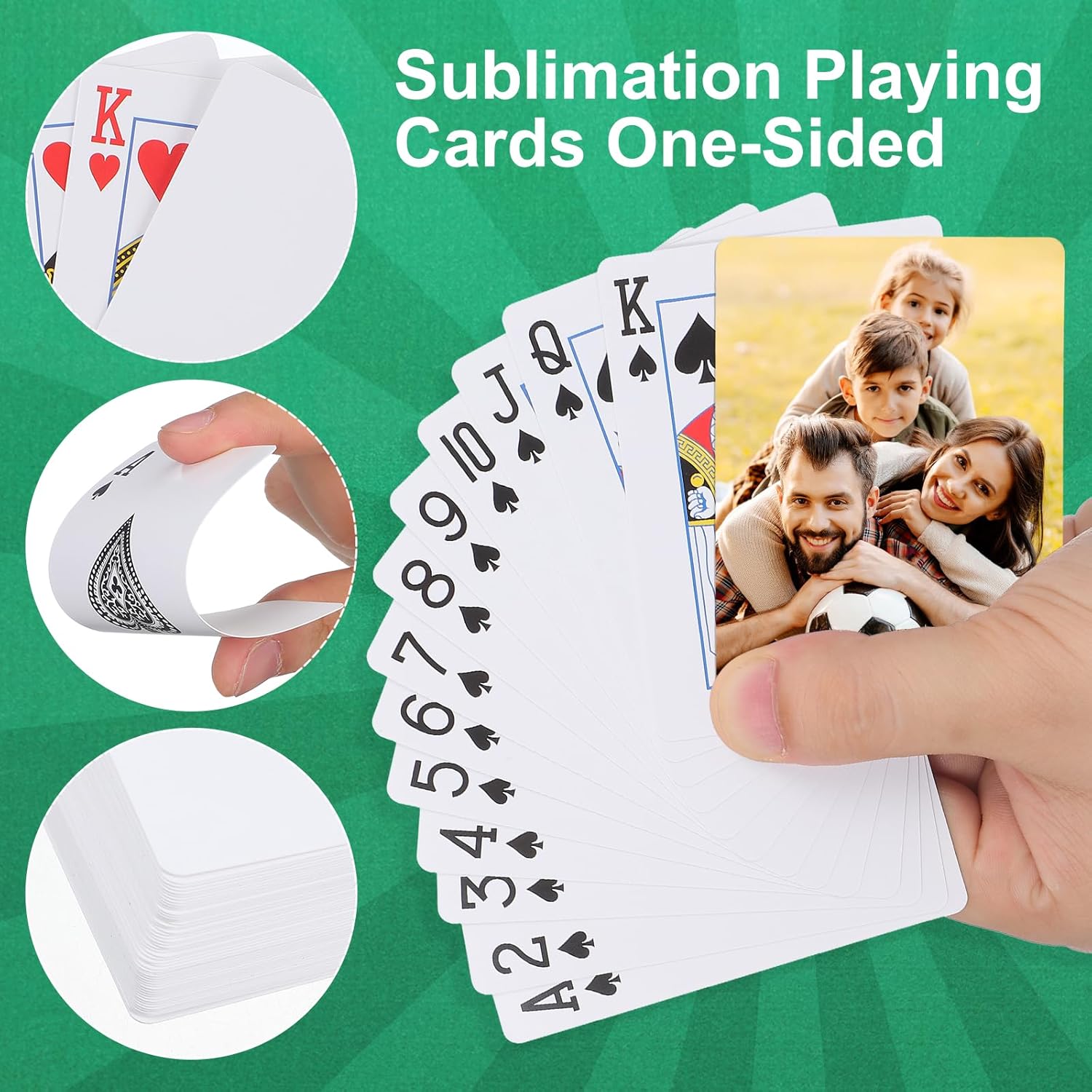GLEAVI Blank Sublimation Playing Cards (One-Sided), 54 Pcs White Heat Transfer Poker Deck for DIY Photo Printing, Printable Blanks for Making Your Own Game Cards (1)